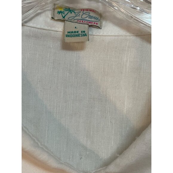 J.Crew Beachwear Linen Cotton Button Front Tunic Top L White Long Sleeve - Picture 4 of 7